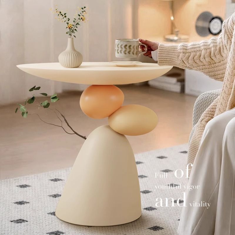 Modern Rotating Coffee Table Tray Cream White Lazy Susan Decor